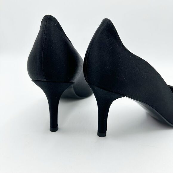Stuart Weitzman‎ Designer Curvy Black Fabric Heels 8 Formal Pumps 7M - Picture 6 of 14